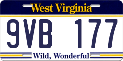 WV license plate 9VB177