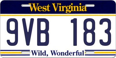 WV license plate 9VB183