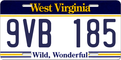 WV license plate 9VB185
