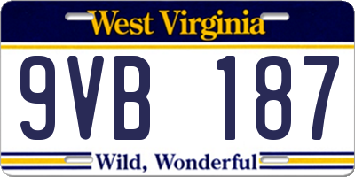 WV license plate 9VB187