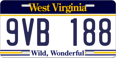 WV license plate 9VB188