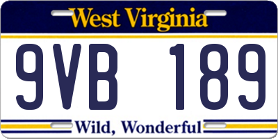 WV license plate 9VB189