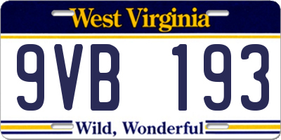 WV license plate 9VB193