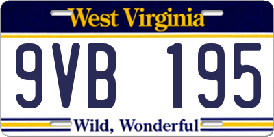 WV license plate 9VB195
