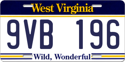 WV license plate 9VB196
