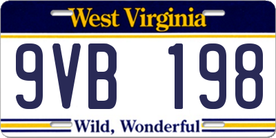 WV license plate 9VB198