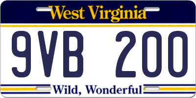 WV license plate 9VB200