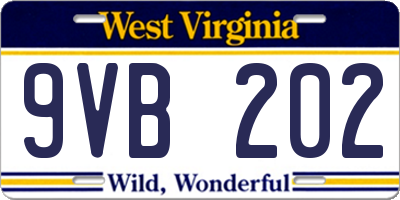 WV license plate 9VB202