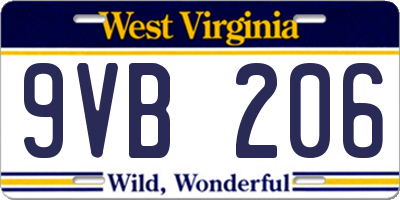WV license plate 9VB206