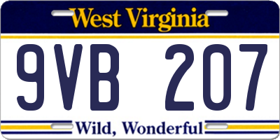 WV license plate 9VB207