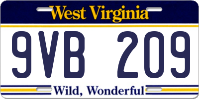 WV license plate 9VB209