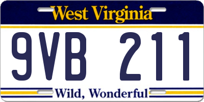 WV license plate 9VB211