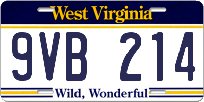 WV license plate 9VB214