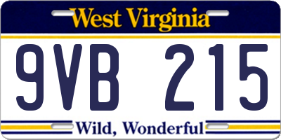 WV license plate 9VB215
