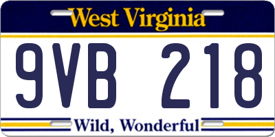 WV license plate 9VB218