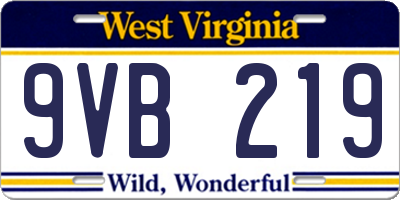 WV license plate 9VB219