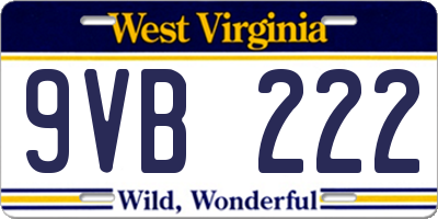 WV license plate 9VB222