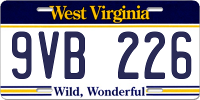 WV license plate 9VB226