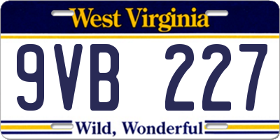 WV license plate 9VB227