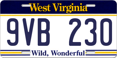 WV license plate 9VB230