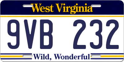WV license plate 9VB232