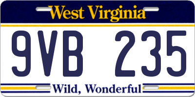 WV license plate 9VB235