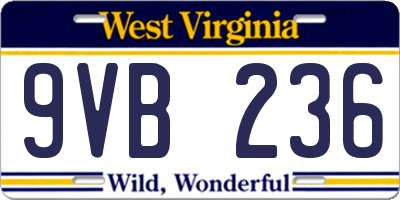 WV license plate 9VB236