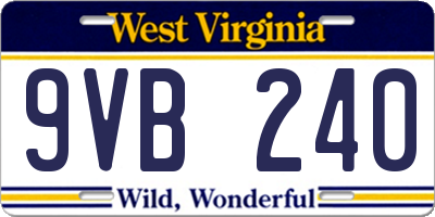 WV license plate 9VB240