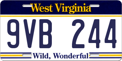 WV license plate 9VB244
