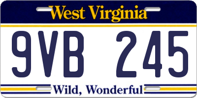 WV license plate 9VB245