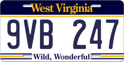 WV license plate 9VB247