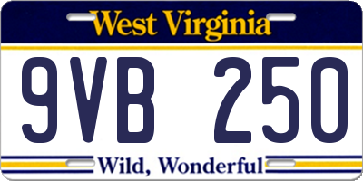 WV license plate 9VB250