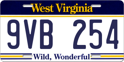 WV license plate 9VB254
