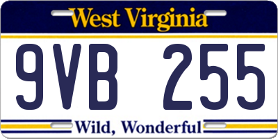 WV license plate 9VB255