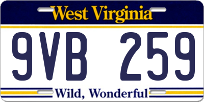 WV license plate 9VB259