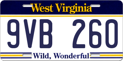 WV license plate 9VB260