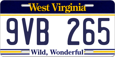 WV license plate 9VB265