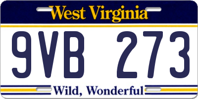WV license plate 9VB273