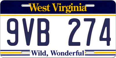 WV license plate 9VB274