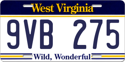 WV license plate 9VB275