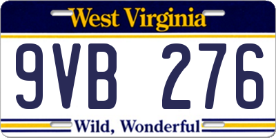 WV license plate 9VB276