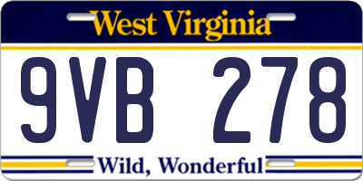 WV license plate 9VB278