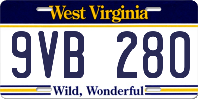WV license plate 9VB280