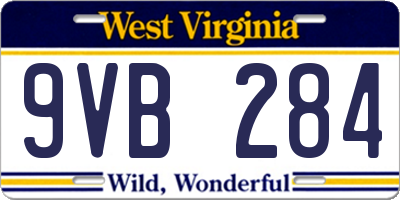 WV license plate 9VB284