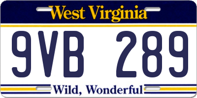 WV license plate 9VB289