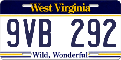 WV license plate 9VB292