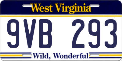 WV license plate 9VB293