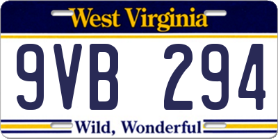 WV license plate 9VB294