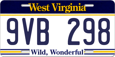 WV license plate 9VB298