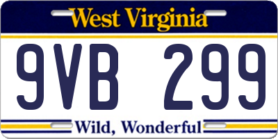 WV license plate 9VB299